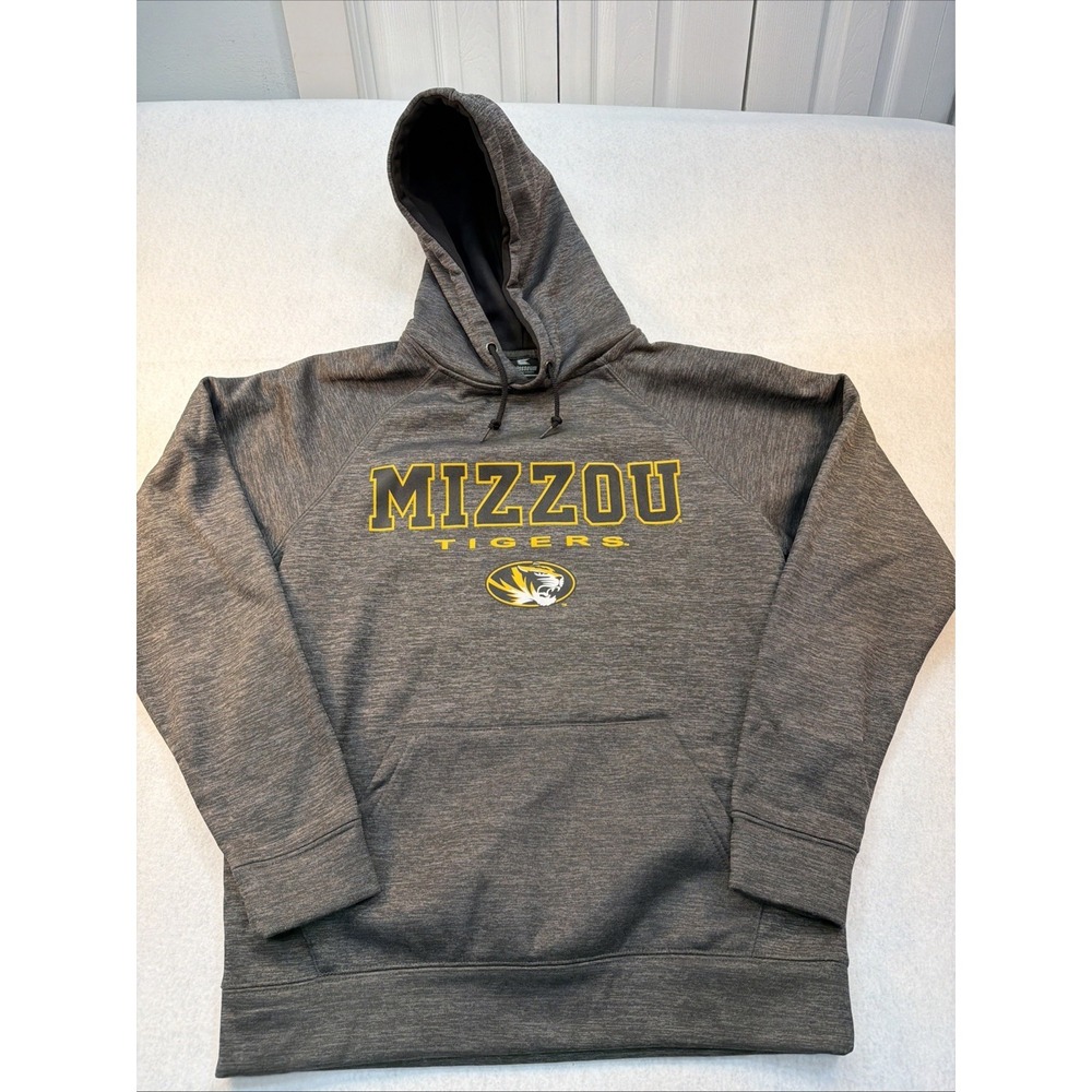 Colosseum University Mizzou Tigers Gray Hoodie Sweatshirt Mens Size Medium Logo